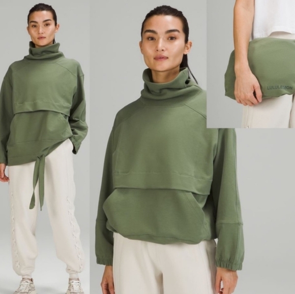Lululemon LA Packable Pullover-to-Pillow in Olive Cotton Sweater Sweatshirt NWOT - Picture 1 of 14